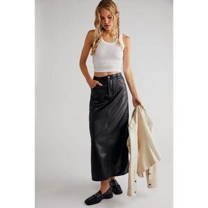 NEW Free People City Slicker Vegan Maxi Skirt